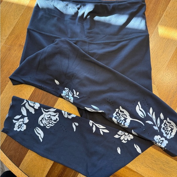 Athleta Pants - Athleta Black Elation Eyelet Leggings 7/8